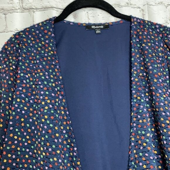 Madewell Lyric Wrap Surplice Neck Dot Long‎ Sleeve Top Blue Multi Size S EGUC - Picture 9 of 16